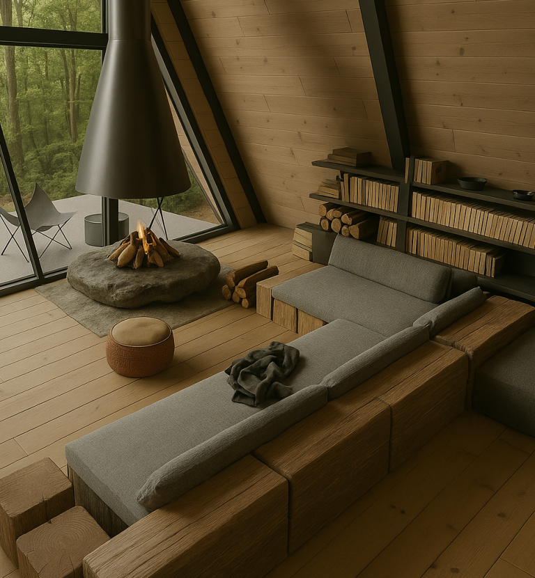 Tiny House Küche & Wohnraum kombiniert Essbereich und Küche im Tiny House – maßgefertigte Raumlösung mit Holz und Naturmaterialien